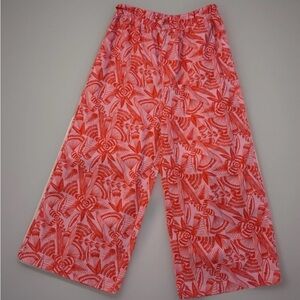 Kourt Wide‎ Leg Cropped Women’s Pants Red/Pink Floral print size large